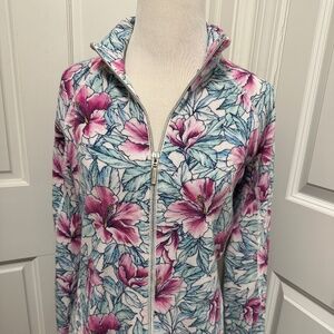 Tommy Bahama Women’s Golf Tennis Zip-up Long Sleeve Stretch Pink Floral S/P
